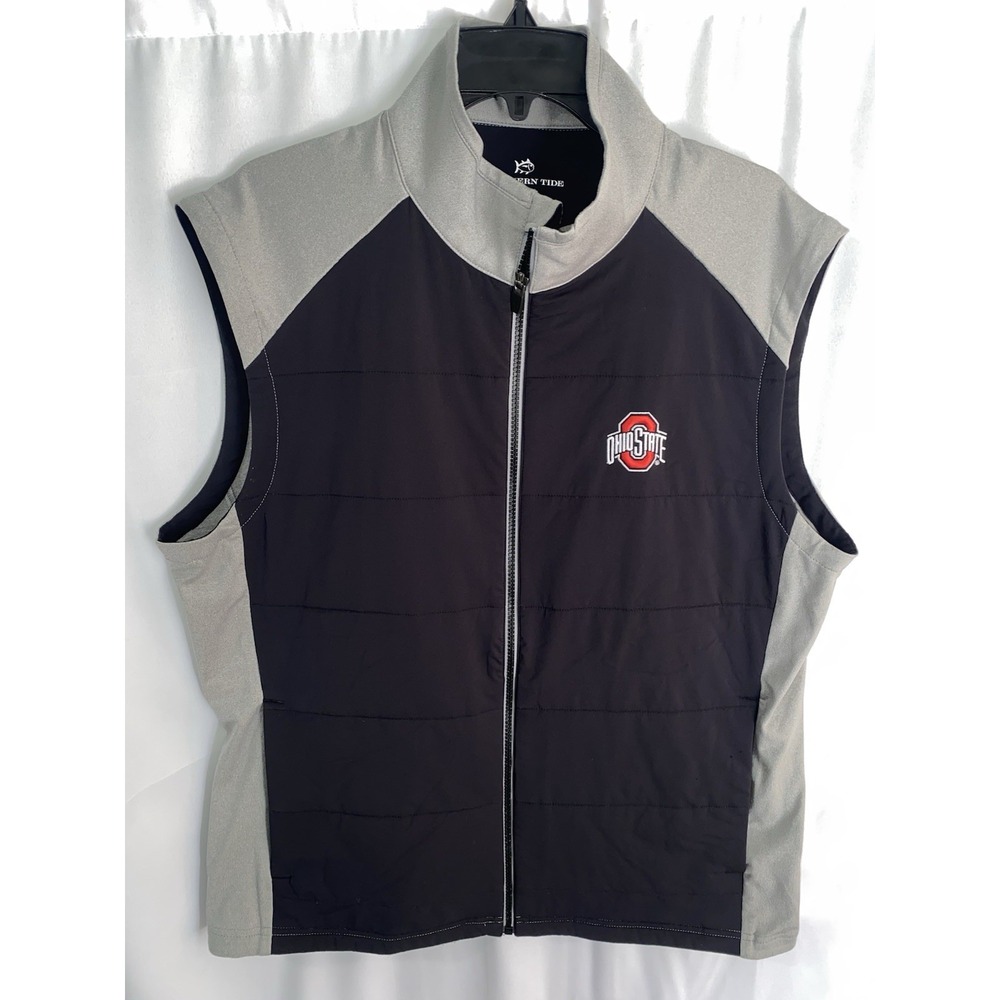 Southern Tide Ohio State Buckeyes Quilted Full Zip Vest Performance Mens Large